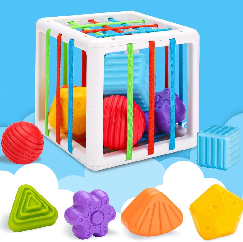 Photo 1 of TFS TOP · FANS Baby Toys 12-18 Months Shape Sorter: Montessori Learning Toys for 1+ Year Old Baby Activity Cube Sensory Blocks for Fine Motor Skills Developmental Birthday Toddler Boy Girl Age 1 2 3