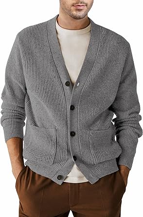 Photo 1 of JMIERR Mens Casual Cardigan Sweaters Long Sleeve Button Down Knit Slim Fit Cotton Coat with Pockets