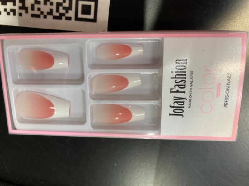 Photo 3 of French Gel Nails - Soft Gel Black French Tip Press on Nails, Stiletto Nail Tips False Nails, Press on Nails Long, No Need to File Acrylic Fake Nails with Solid Nail Glue Gel for Nail Art White Tip Pink French