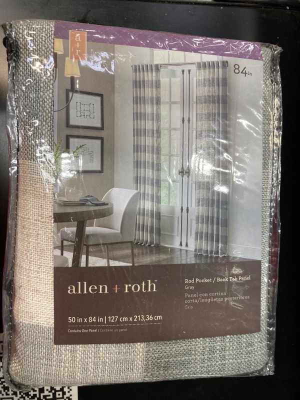 Photo 2 of allen + roth 84-in Grey Light Filtering Back Tab Single Curtain Panel