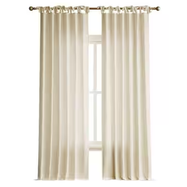 Photo 1 of allen + roth 95-in Ivory Light Filtering Tie Top Single Curtain Panel