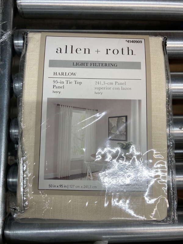 Photo 2 of allen + roth 95-in Ivory Light Filtering Tie Top Single Curtain Panel