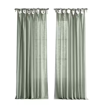 Photo 1 of allen + roth 84-in Sea Green Light Filtering Tie Top Single Curtain Panel