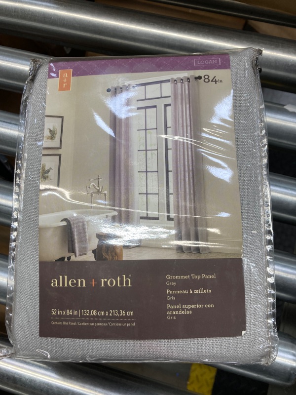 Photo 2 of allen + roth 84-in Grey Light Filtering Grommet Single Curtain Panel