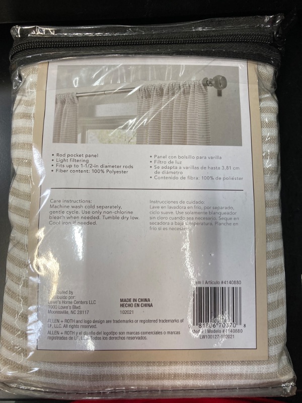 Photo 3 of allen + roth 84-in Linen Light Filtering Rod Pocket Single Curtain Panel