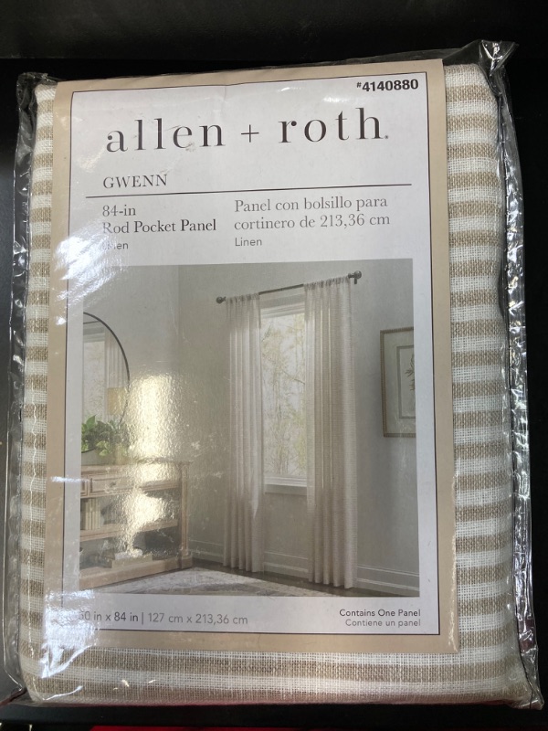 Photo 2 of allen + roth 84-in Linen Light Filtering Rod Pocket Single Curtain Panel