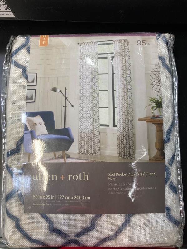 Photo 2 of allen + roth 84-in Navy Light Filtering Back Tab Single Curtain Panel