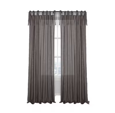 Photo 1 of allen + roth 84-in Grey Light Filtering Tie Top Single Curtain Panel(4)