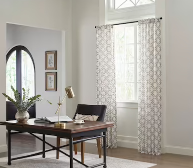 Photo 1 of allen + roth 84-in Grey Light Filtering Back Tab Single Curtain Panel(3)