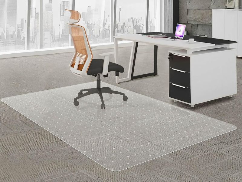 Photo 1 of HOMEK Extra Large Office Chair Mat for Carpeted Floors, 46" x 72" Clear Desk Floor Mat for Low Pile Carpets- Easy Glide Plastic Floor Protector Mat for Office Chair On Carpets For Carpet 46"x72"