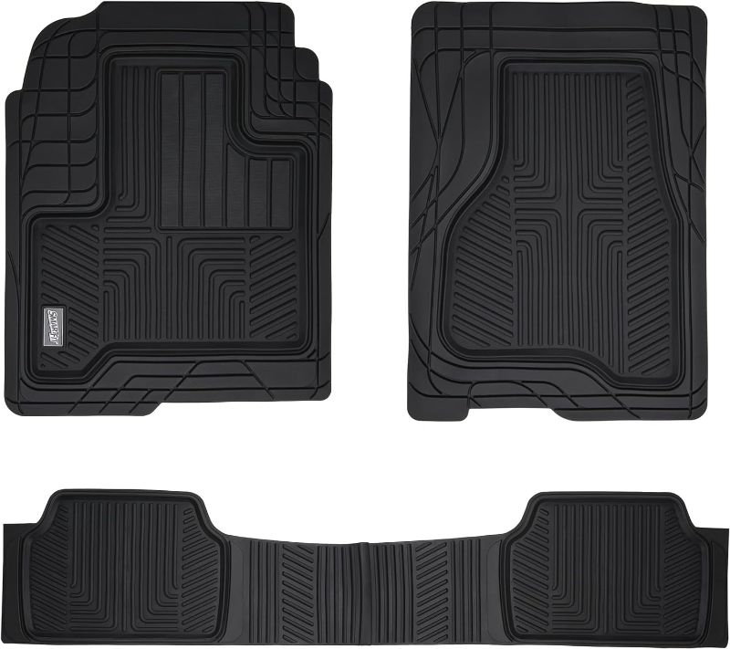 Photo 1 of SmartFit™ 3-Piece All-Weather Heavy-Duty Truck Floor Mats - Universal Fit, Trim to Fit Front, Back All-Season Rubber Mats Set - (Black) https://a.co/d/cMMoMc9