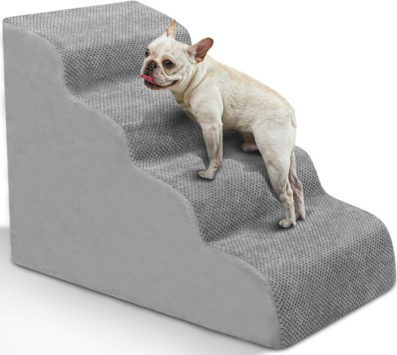 Photo 1 of Dog Stairs for Small Dogs, High Density Foam Dog Ramp, Extra Wide Non-Slip Pet Steps for High Beds Or Couch, Soft Foam Doggie Ladder for Dogs Injured, Older...