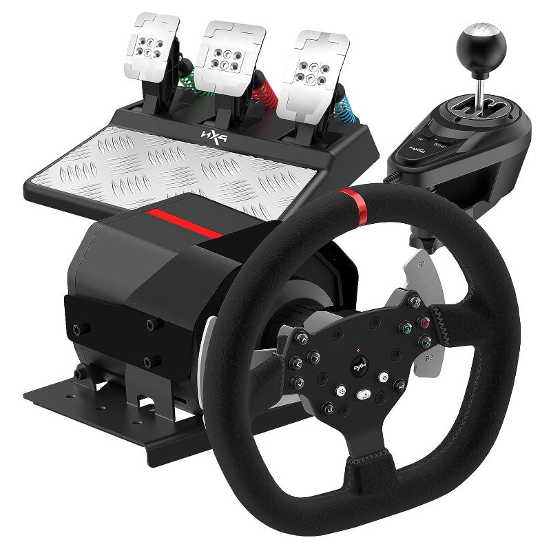 Photo 1 of Force Feedback Steering Wheel Gaming, V10 Racing Wheel 270/900 Degree with Adjustable Linear Pedals and 6+1 Shifter Gaming Racing Steering Wheel for PC, Xbox One, Xbox Series S/X, PS4