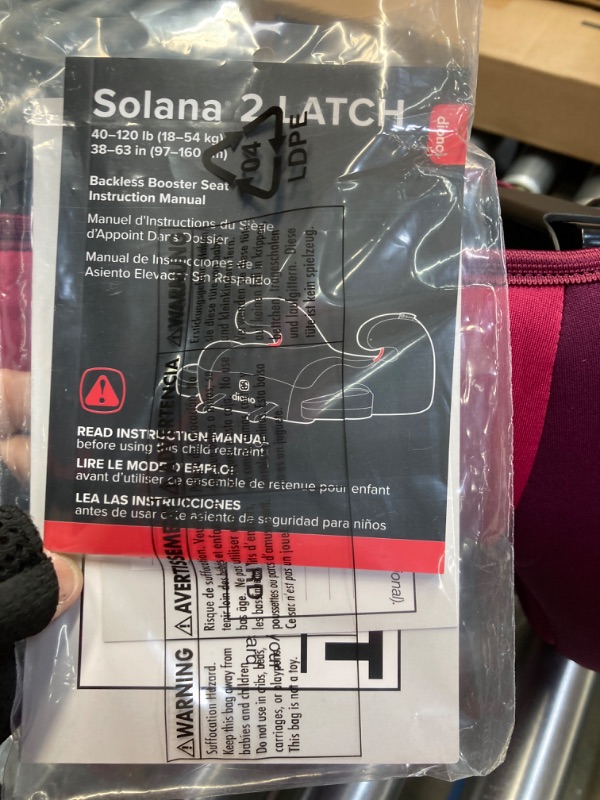 Photo 5 of Diono Solana 2 XL 2022, Dual Latch Connectors, Lightweight Backless Belt-Positioning Booster Car Seat, 8 Years 1 Booster Seat, Pink NEW! LATCH Connect Single Pink