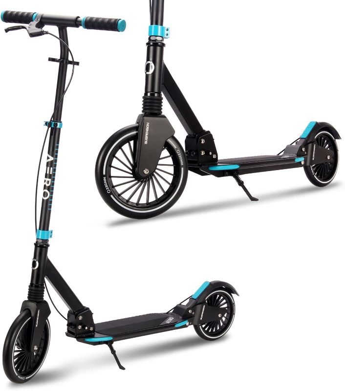 Photo 1 of Aero Big Wheels Kick Scooter for Kids Ages 8-12, Teens and Adults. Commuter Adult Scooters with Hand Brake, Rubber mat, Shock Absorption, Foldable and Height Adjustable