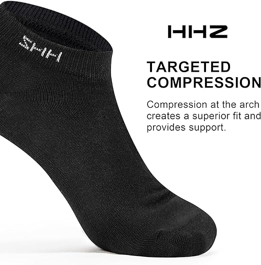 Photo 1 of Mens 6-Pack Running Socks No Show Boat Socks Low Cut Arch Support Comfort Cushioned Non Slip Athletic Socks,YH230701-Black (2 Count)
