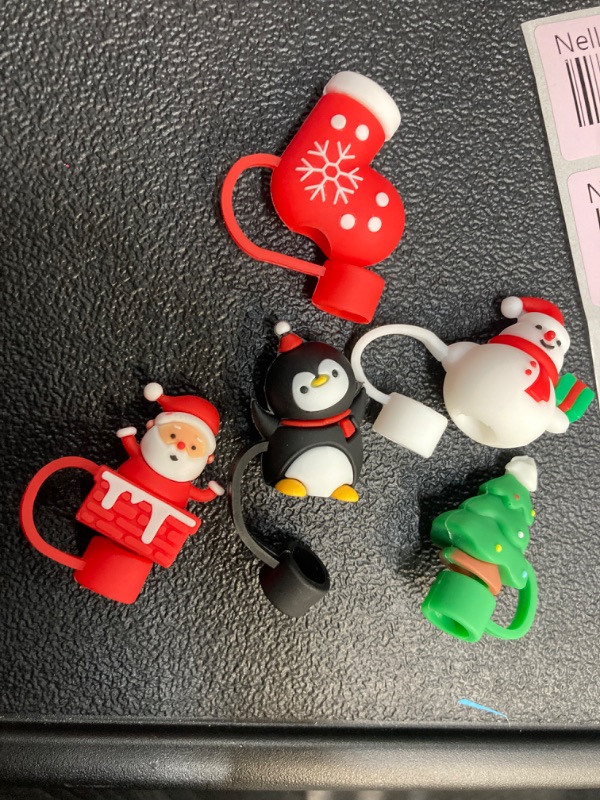 Photo 1 of 5 pcs Christmas Straw Covers Cap Toppers Compatible with Stanley 30&40 oz Tumbler Cups,Reusable Cute Silicone Straw Tips Lids Protectors for 0.4 in/10mm Stanley Cups Straws Accessories 31-5 pcs