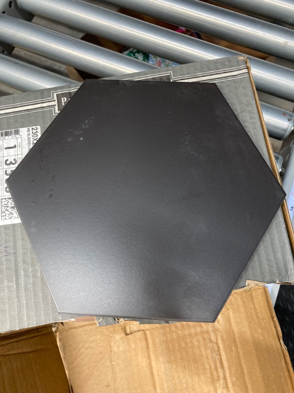 Photo 1 of Lucida Surfaces Luxury Vinyl Floor Tiles | Glue Down Adhesive Flooring | Colorful Hexagon Tiles | MosaiCore | 14 Coumt  Sample Tile Pure Black