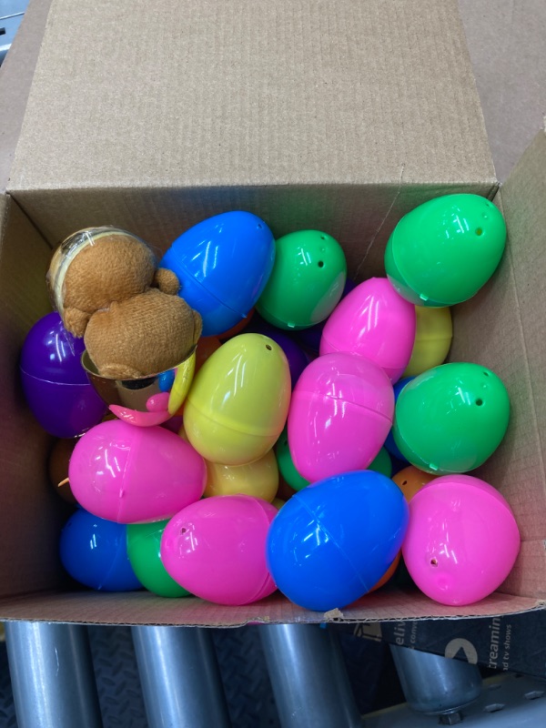 Photo 2 of [2 Surprise Golden Eggs] 50 Pack Prefilled Easter Eggs with Assorted Toys, 50 Plastic Easter Eggs Fillers with 50 Fidget Toys, Easter Eggs Hunt Party Favor for Kids Girls Boys Easter Basket Stuffers