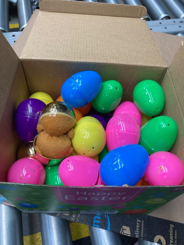 Photo 2 of [2 Surprise Golden Eggs] 50 Pack Prefilled Easter Eggs with Assorted Toys, 50 Plastic Easter Eggs Fillers with 50 Fidget Toys, Easter Eggs Hunt Party Favor for Kids Girls Boys Easter Basket Stuffers