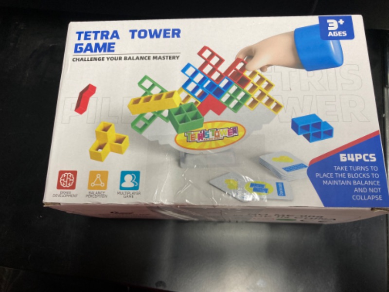 Photo 5 of Tetra Tower Game-64 PCS Team Tower Game for Kids & Adults,Tetris Tower Game?Family Board Game, Balance Stacking Block Game Great for Family, Parties, Travel, 64 PCS+22 Card