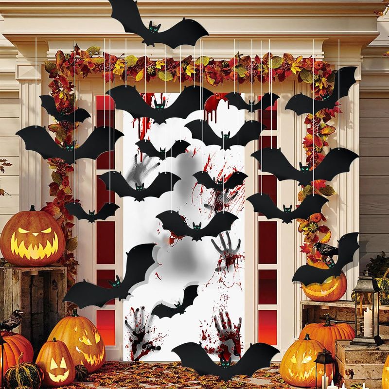 Photo 1 of 18 PCS Hanging Bats Halloween Decorations