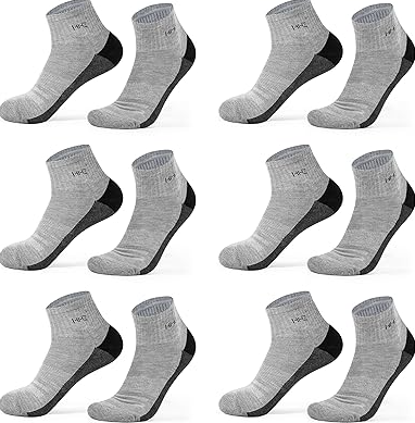 Photo 1 of HHZ Mens 6-Pack Running Socks Ankle Socks Quarter Low Cut Moisture Wicking Comfort Cushioned Athletic Socks,YH230702-Grey