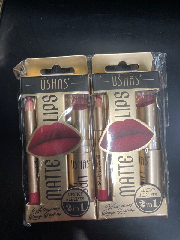 Photo 3 of USHAS Matte Lipstick Set, Long Lasting Non-Stick Waterproof Lip Liner Lipstick for Women (3 & 5)