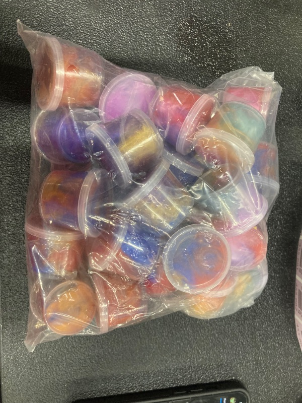 Photo 3 of 28 Pack Valentines Day Gifts for Kids, Galaxy Slime with Greeting Card Box Stress Relief Fidget Toy for Kids Party Favor Supplies, Classroom Exchange Prizes Valentine Party Gifts Style 3