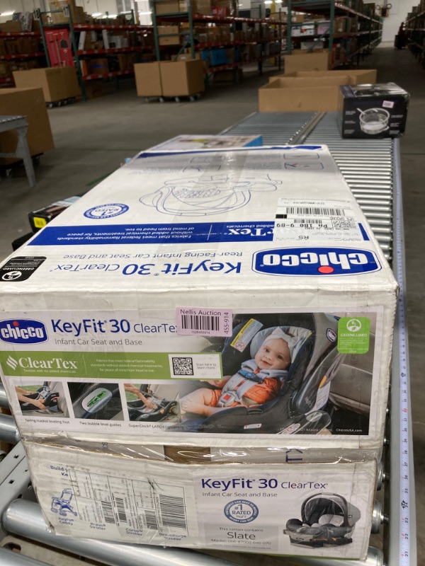 Photo 3 of Chicco KeyFit 30 ClearTex Infant Car Seat and Base, Rear-Facing Seat for Infants 4-30 lbs, Includes Infant Head and Body Support, Compatible with Chicco Strollers, Baby Travel Gear | Slate/Grey Slate KeyFit 30 with Cleartex Fabric