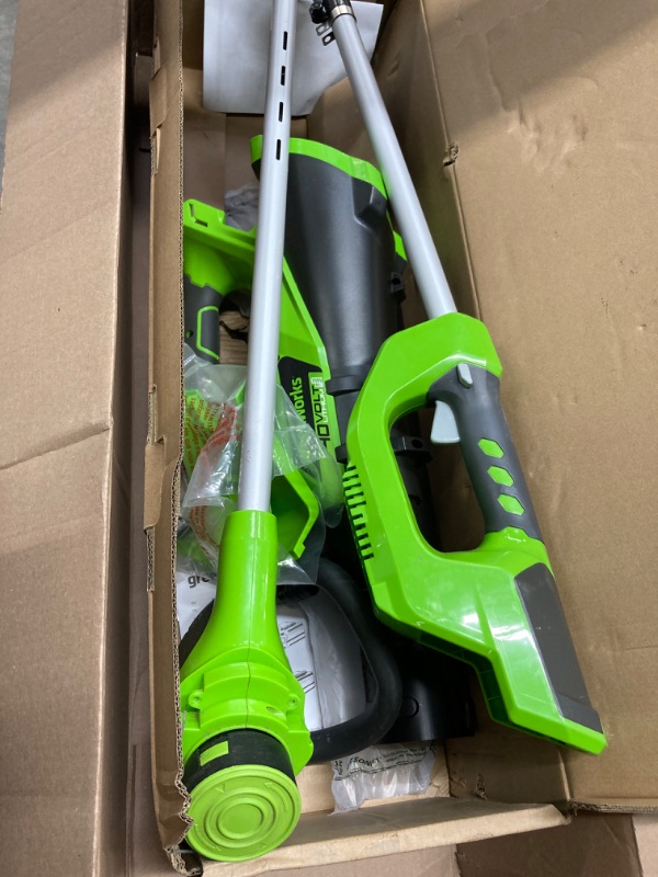 Photo 2 of ** Good For Parts** Greenworks 40V Cordless String Trimmer and Leaf Blower Combo Kit & 0.065" Dual Line Replacement String Trimmer Line Spool, 3 Count (Pack of 1) & 40V Lithium-Ion Battery Charger