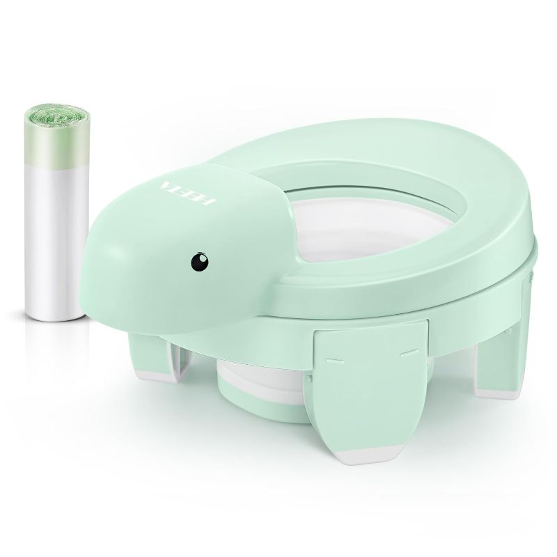 Photo 1 of HEETA 4 in 1 Potty Training Toilet for Boys Girls, Portable Folding Toddler Potty with 20pcs Storage Bags, Potty Training Toilet Seat with Lid, Potty Seats for Toddlers with Splash Guard, Green