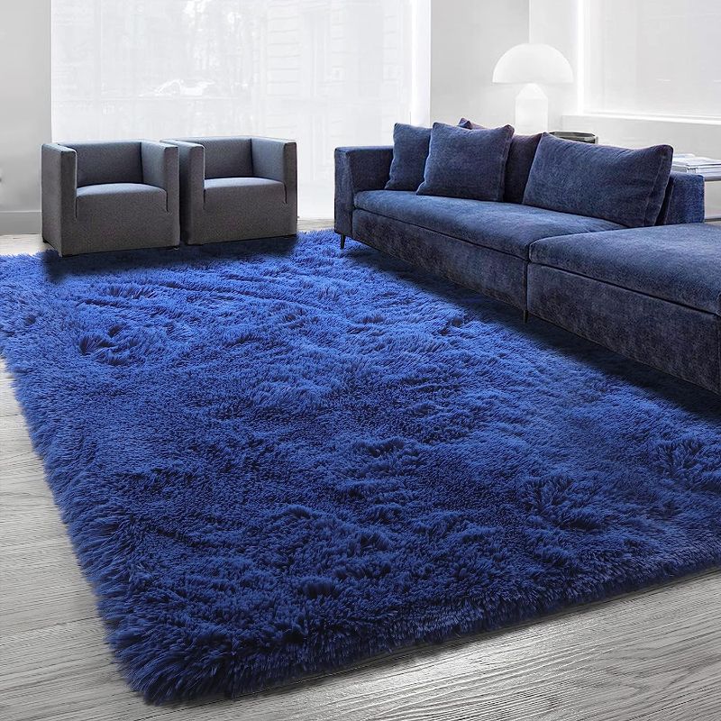 Photo 1 of Amdrebio Navy Blue Area Rug for Bedroom,Fluffy Shag Rug for Living Room,Furry Rug for Kids Room,Boys,Shaggy Throw Rug for Dorm Office,Fuzzy Plush Rug,Indigo Carpet,Cute Room Decor for Baby,4x6 Rug
