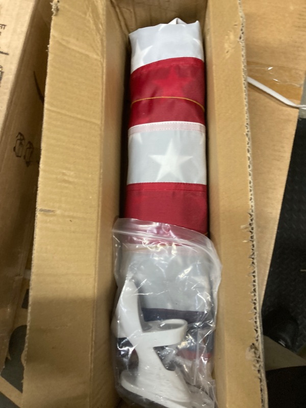 Photo 3 of American Flag 3x5 ft with White Pole Kit: Longest Lasting US Flag, Embroidered Stars, Brass Grommets, 6 Ft No Tangle Flagpole Aluminum and 2-Position Flag Pole Bracket 3x5 ft with pole kit