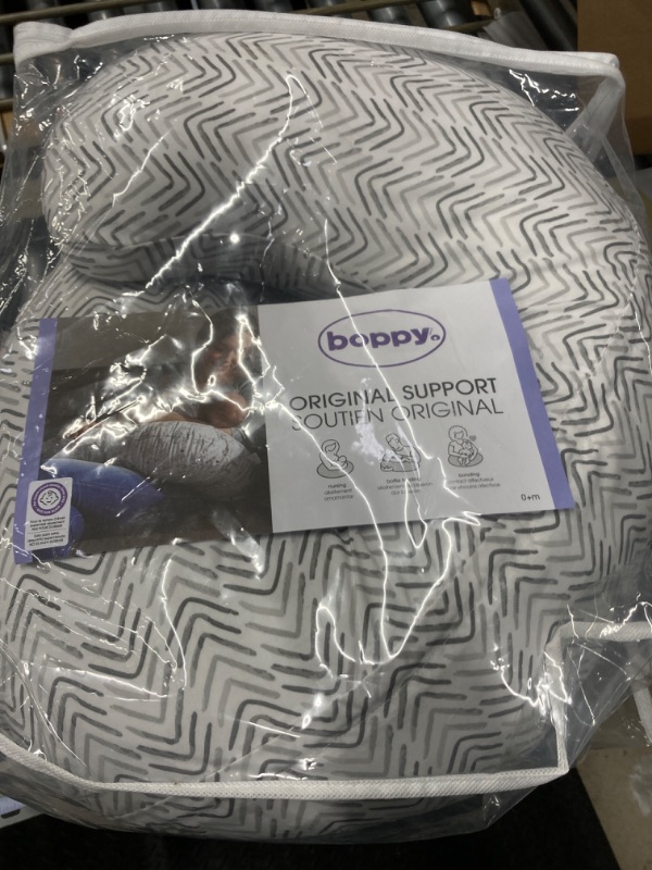 Photo 2 of Boppy Nursing Pillow Original Support, Gray Taupe Leaves, Ergonomic Nursing Essentials for Bottle and Breastfeeding, Firm Fiber Fill, with Removable Nursing Pillow Cover, Machine Washable
