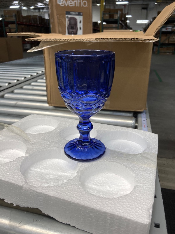 Photo 3 of Elle Decor Set of 6 Wine Glasses | Blue Colored Glassware Set | Colored Wine Glasses | Vintage Glassware Sets | Water Goblets for Party, Wedding, & Daily Use | Wine Glass - Set of 6 (8.4 oz)