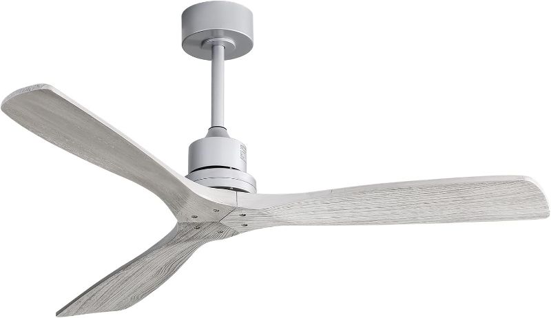 Photo 1 of  Ceiling Fan No Light with Remote Carved Wood Fan Blade Reversible DC Motor Modern Farmhouse Ceiling Fan Without Light