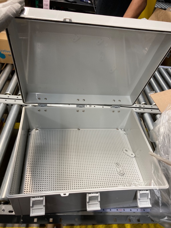 Photo 1 of Co. ABS Waterproof IP67 15.75" x 19.68" x 7.87" Hinged Electronics Box with Mounting Plate, and Plastic Cover, Bracket 15.75" x 19.68" x 7.87" Plastic Cover