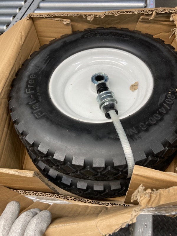 Photo 3 of MaxAuto Wheelbarrow Tire 4.80 4.00-8 Flat-Free 4.80/4.00-8 Tire and Wheel w/Grease Fitting, 3" Centered Hub, 3/4" Bearings, 4.80 4.00-8 Tire for Hand Truck, Trolley, Garden Cart, Wagons