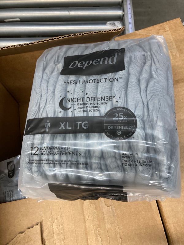 Photo 1 of Depend Night Defense Adult Incontinence Underwear for Men, Disposable, Overnight, Extra-Large, Grey, 48 Count, Packaging May Vary X-Large (48 Count)