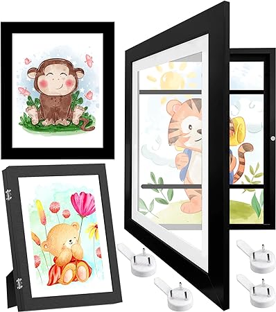 Photo 1 of HomeRoot [2-pack] Kids Art Frame - Changeable Display with Front Opening, A4 size - Ample Storage for Artwork, Pictures, and Projects