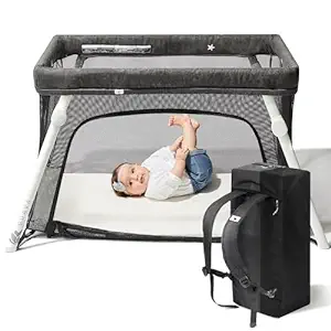 Photo 1 of Lotus Travel Crib - Backpack Portable, Lightweight, Easy to Pack Play-Yard with Comfortable Mattress - Certified Baby Safe