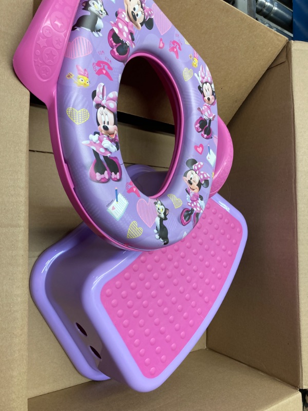 Photo 1 of Disney Minnie Mouse 2 Pc "Happy Helpers" Essential Potty Training Set - Soft Potty Seat, Step Stool