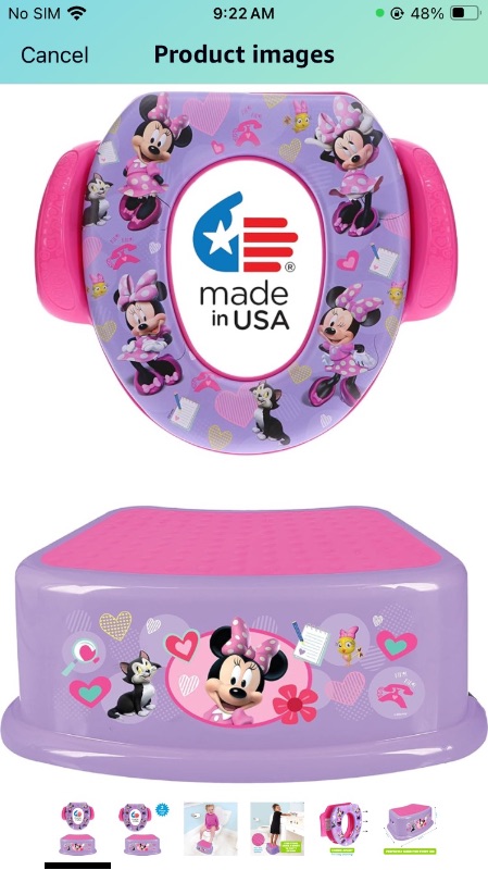 Photo 1 of Disney Minnie Mouse 2 Pc "Happy Helpers" Essential Potty Training Set - Soft Potty Seat, Step Stool