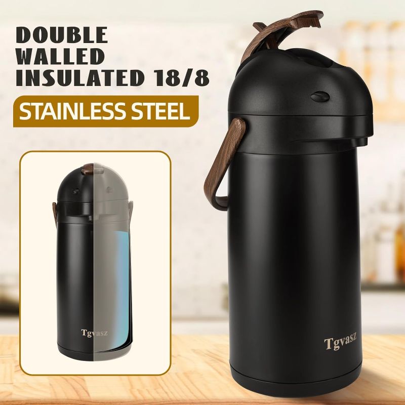 Photo 1 of Airpot Coffee Dispenser with Pump Hot Drink Dispenser, Insulated Thermal Coffee Carafe for Keeping Hot - Cold Water, Party Chocolate Drinks & Stainless Steel Thermos Urn Thermal Beverage