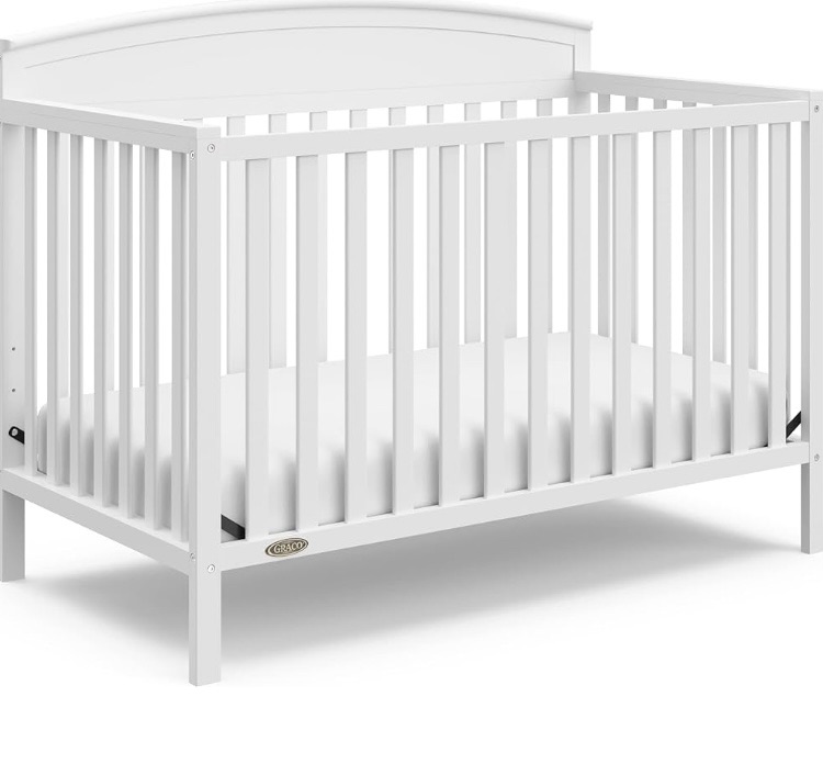 Photo 1 of Graco Benton 5-in-1 Convertible Crib (White) – GREENGUARD Gold Certified, Converts from Baby Crib to Toddler Bed, Daybed and Full-Size Bed, Fits Standard Full-Size Crib Mattress