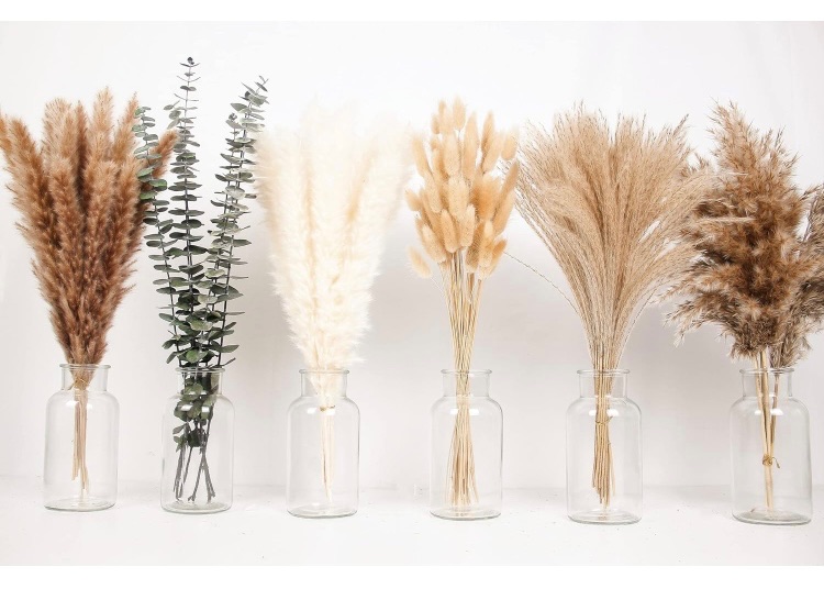 Photo 1 of 110 PCS of Boho Pampas Grass Decor, Naturally Dried Pompas, Bunny Tails Dried Flowers, and Dried Eucalyptus. Perfect for Weddings, Boho Party Decorations, and Table Decor.