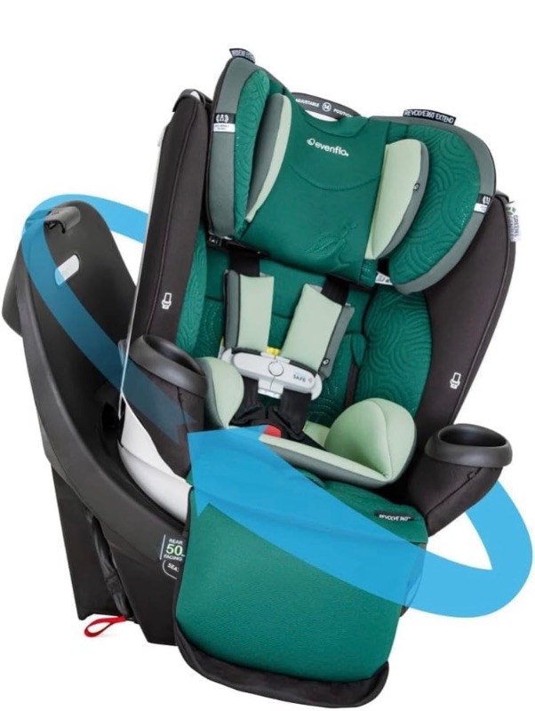 Photo 1 of Evenflo Gold Revolve360 Extend All-in-One Rotational Car Seat with Green & Gentle Fabric (Emerald Green)