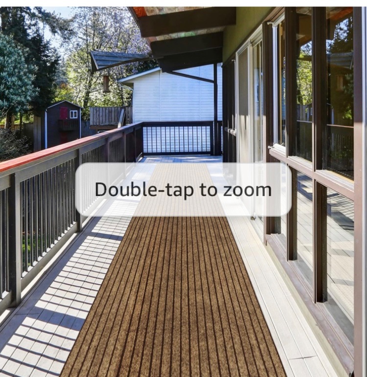 Photo 1 of ZGR Runner Rug 2 ft x 6 ft Indoor/Outdoor Low Profile, Hallway, Kitchen, Patio, Deck Area, RV, Entryway, Garage, with Natural Non-Slip Rubber Backing, Brown with Brown Stripe, Custom