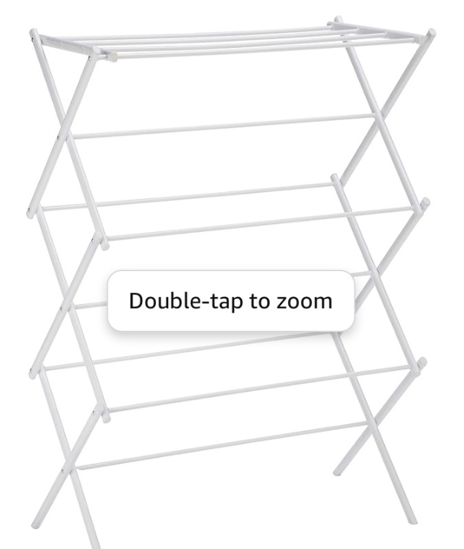 Photo 1 of Amazon Basics Foldable Laundry Rack for Air Drying Clothing - 29.4 x 14.8 x 41.9 inches (LxWxH), White
